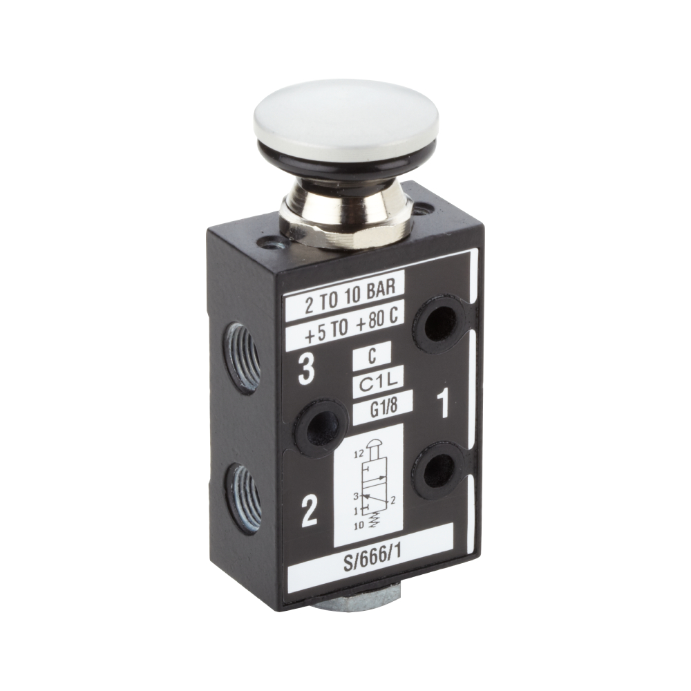 S/666/1 | S/666 manually actuated valve, G1/8, 3/2, NC, knob