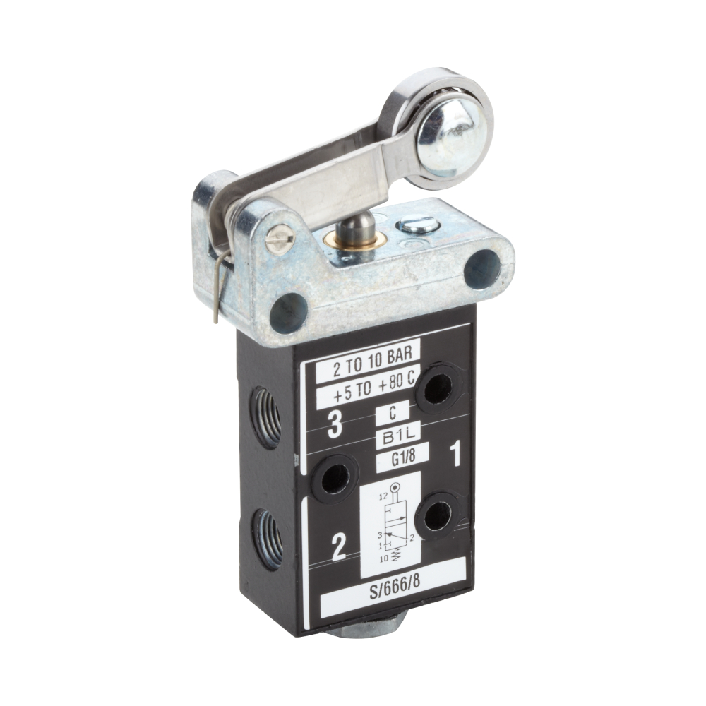 S/666/8 | S/666 mechanically actuated valve, G1/8, 3/2, NC, roller